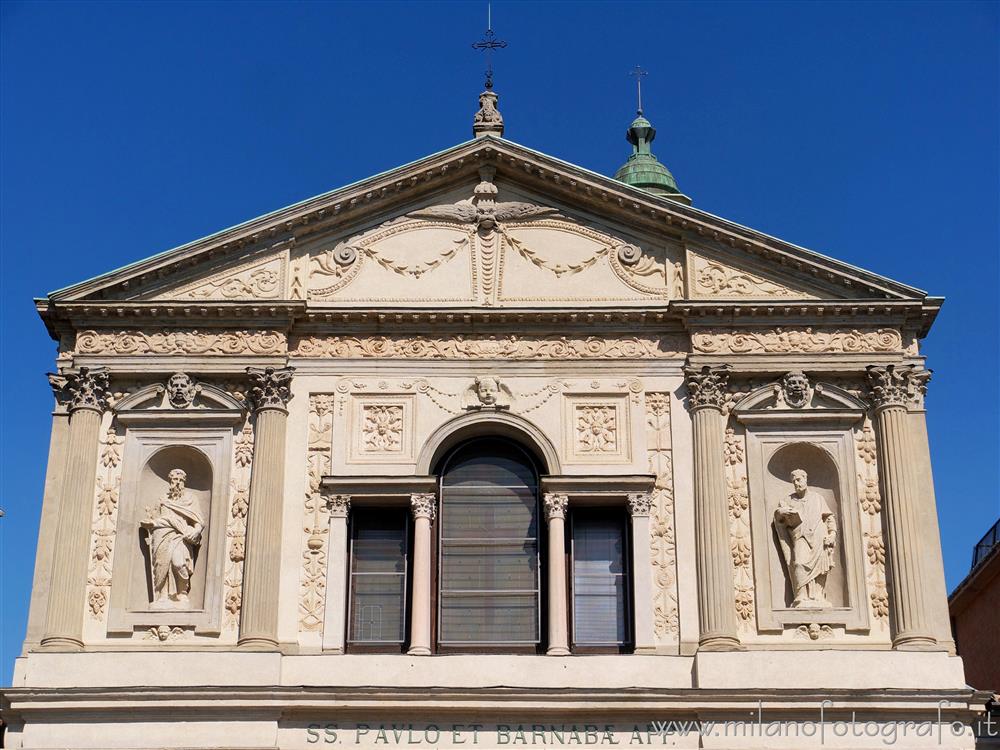 Milan (Italy) - Upper half of the facade of the Church of Saints Paul and Barnabas